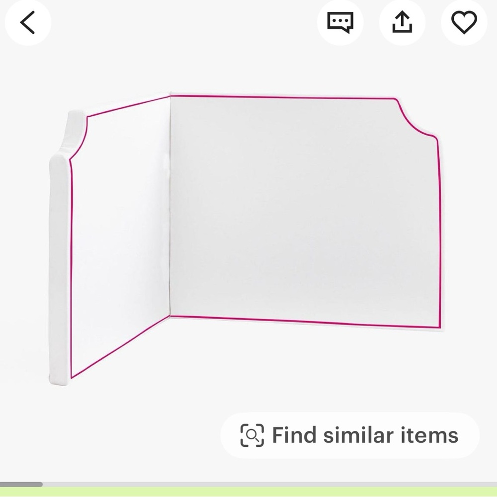 White Corner Dorm Headboard Twin with Hot Pink Pipping